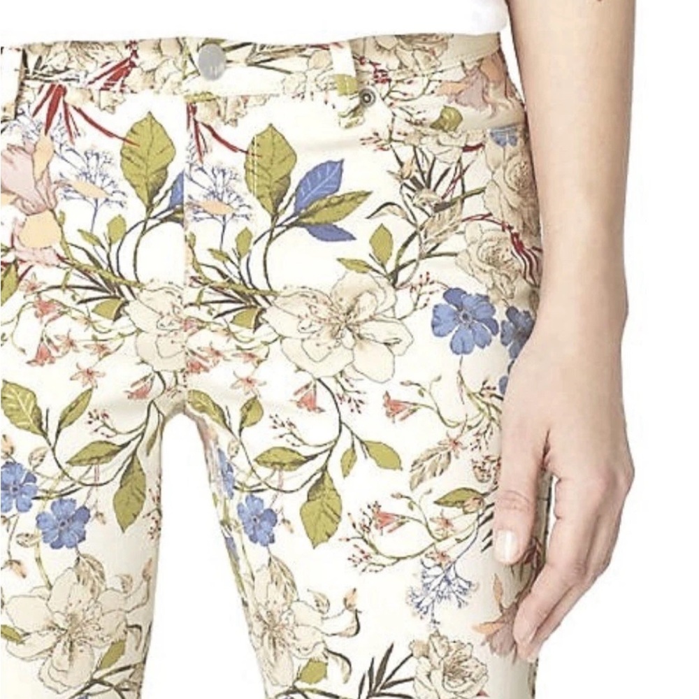 J.Jill White Cream Floral Slim Ankle Women’s Jeans Regular Size 14